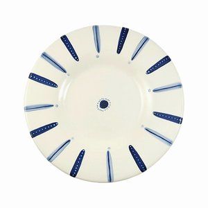 Pottery Barn Tiburon Pasta Bowl Large 10" Blue White Salad Dish Shallow Plate
